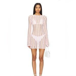 Lovers & Friends Open Knit Dress • Light Pink w/ Flower Details • Size S • NWT✨